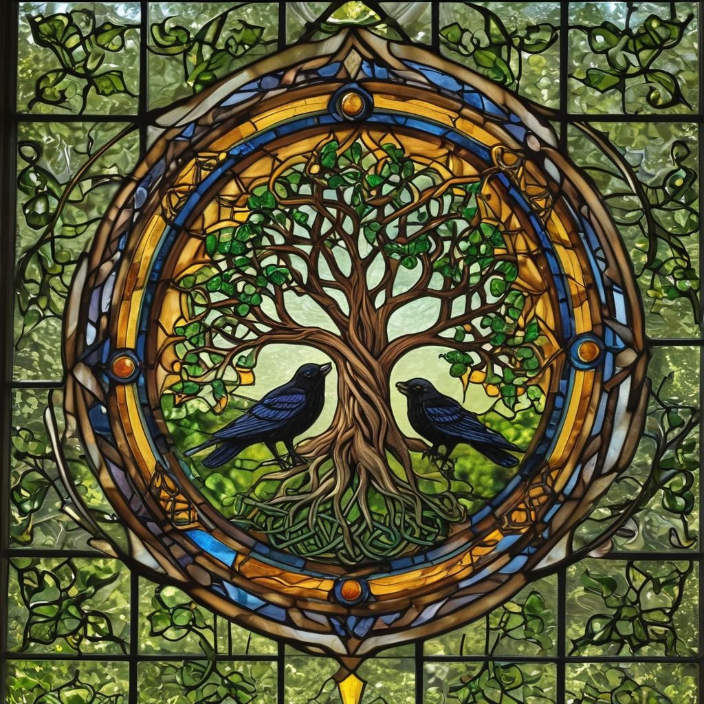 Celtic Tree of Life Stained Glass Art