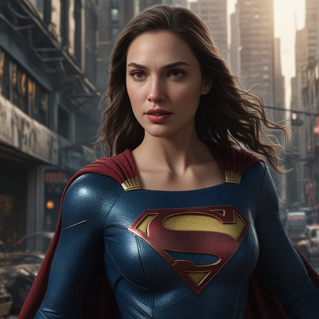 Supergirl in Vibrant Fantasy Landscape