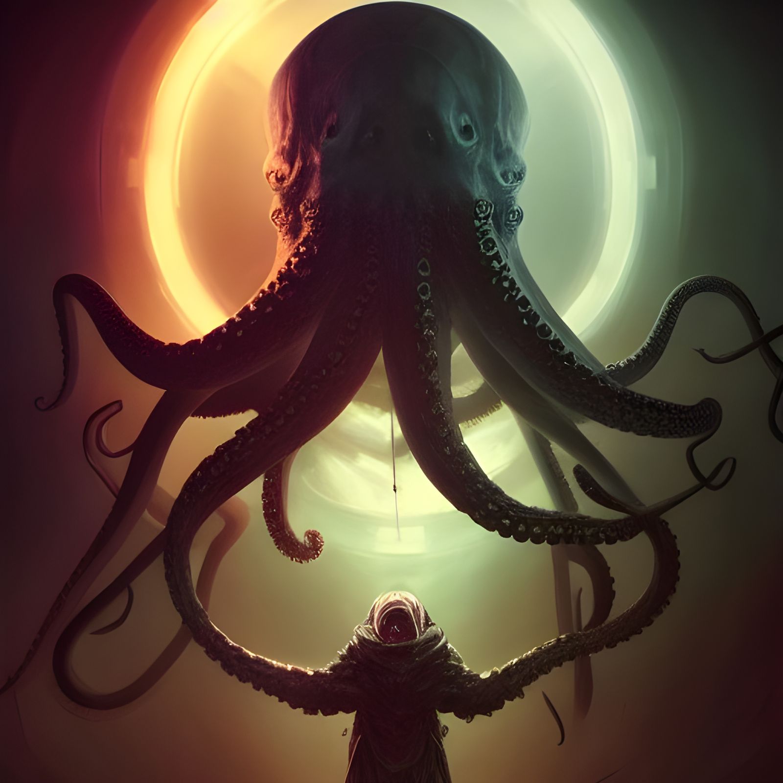 Eldritch Octopus Seraphim in Dark Fantasy Style