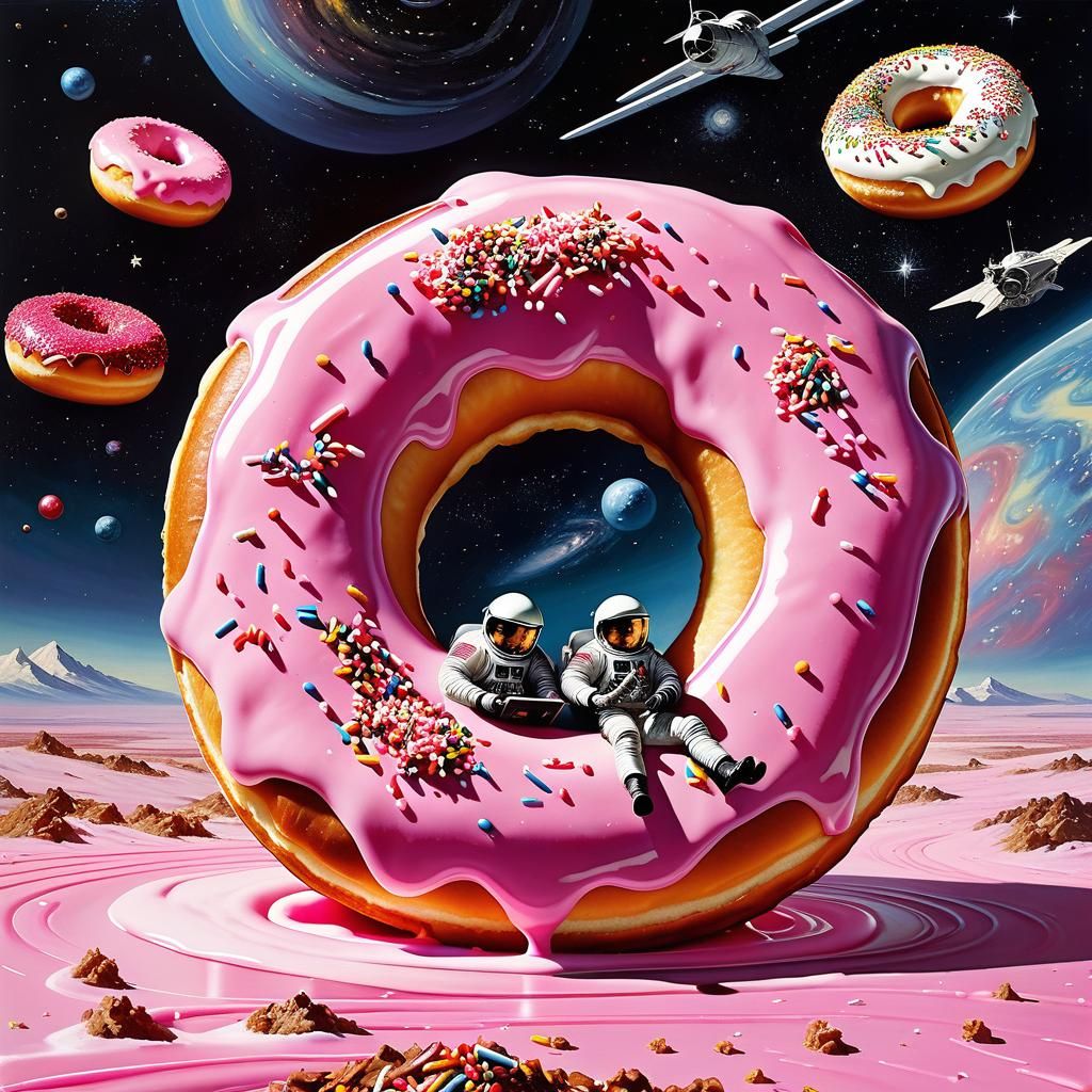 Astronauts Landing on a Donut in Space