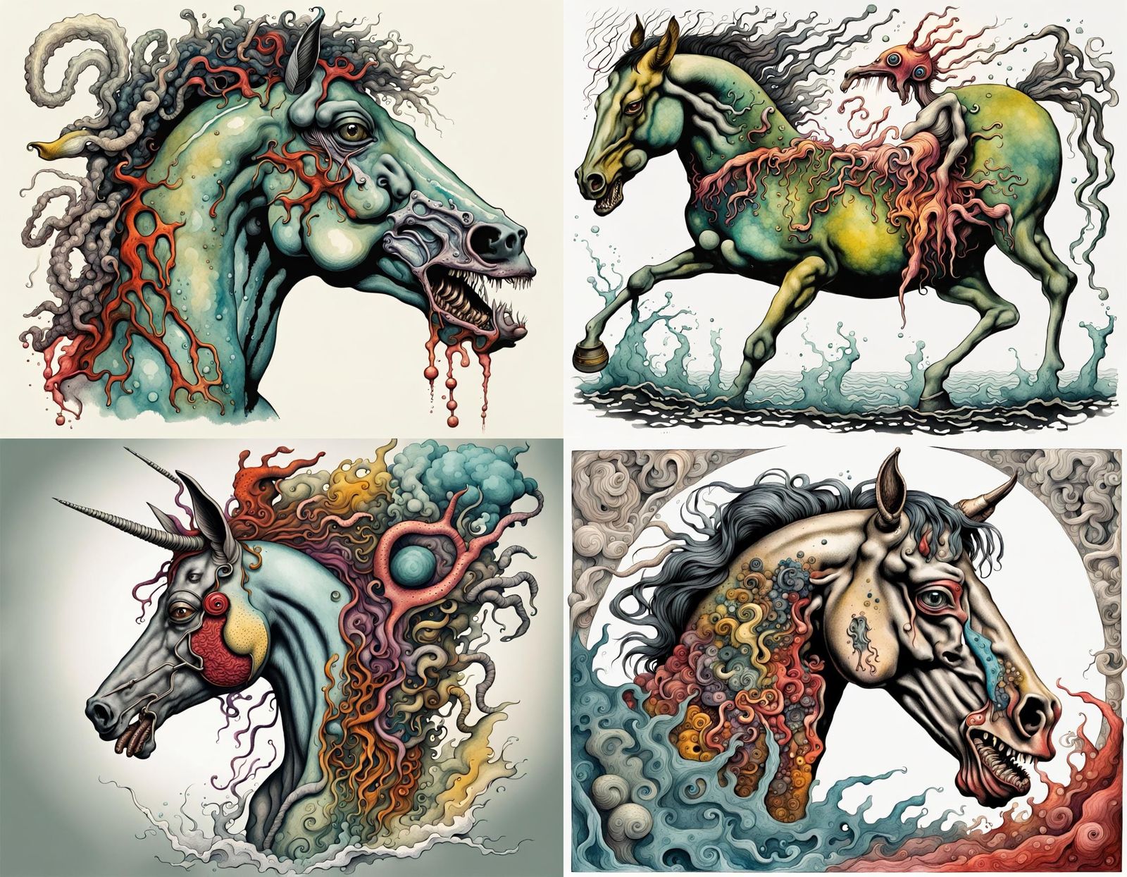 Mythological Centaur Hybrid in Ink Illustration Style