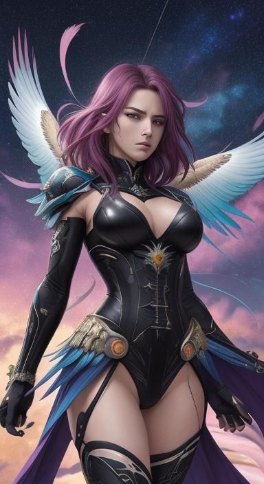 Anime Eagle Soaring in Starry Sky