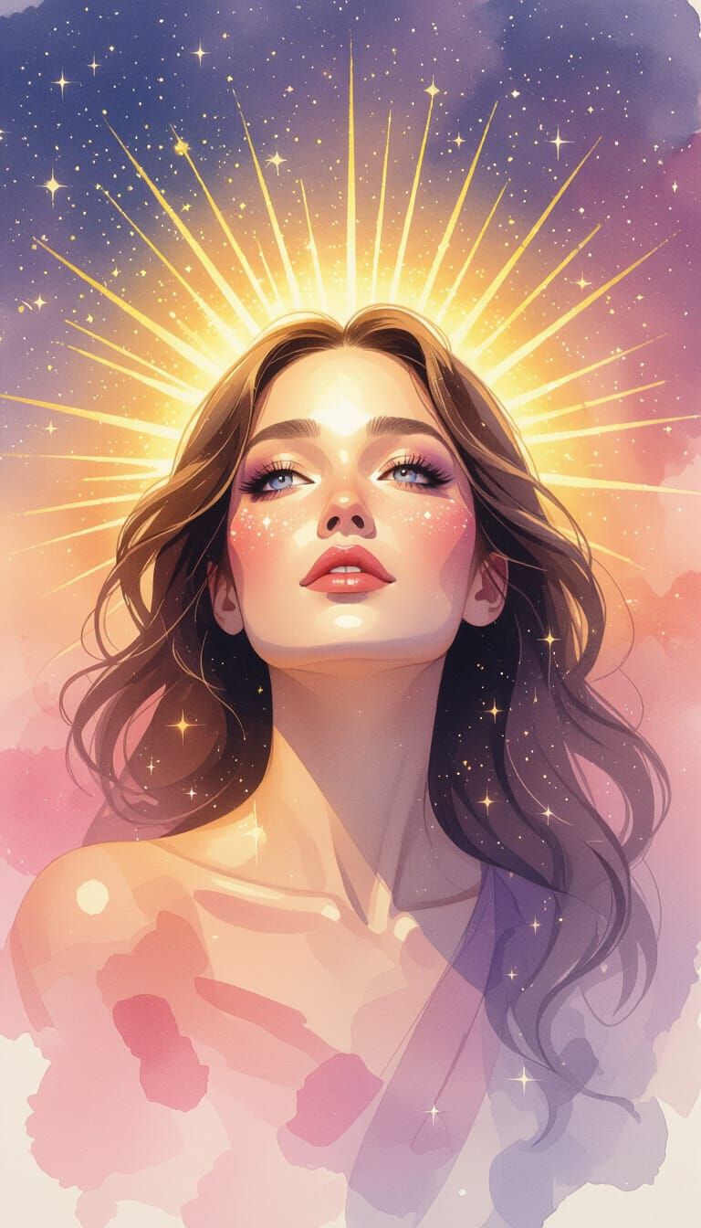 Celestial Goddess of Dawn in Watercolor