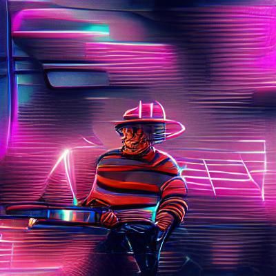 Freddy Krueger in Synthwave Neon Retro Style