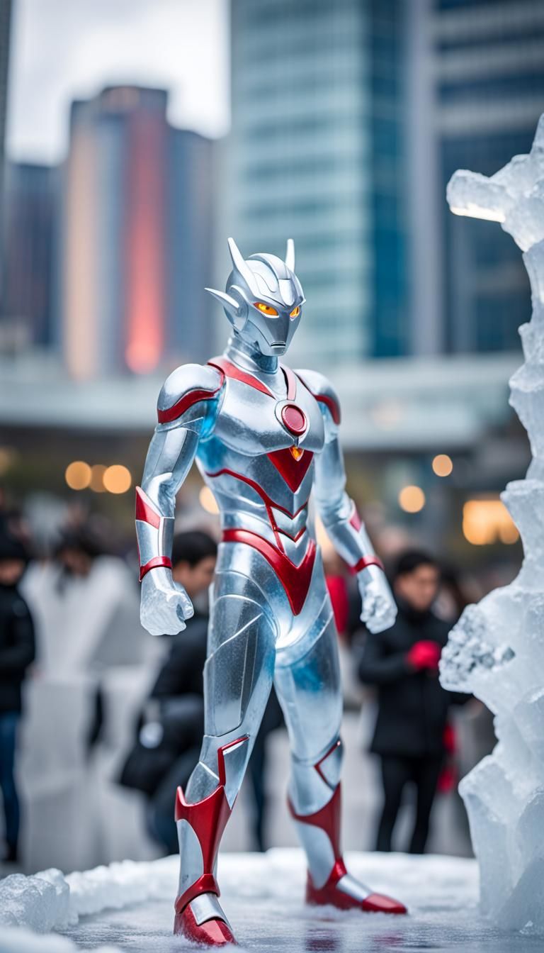 Ultraman Ice Sculpture in Sharp Focus