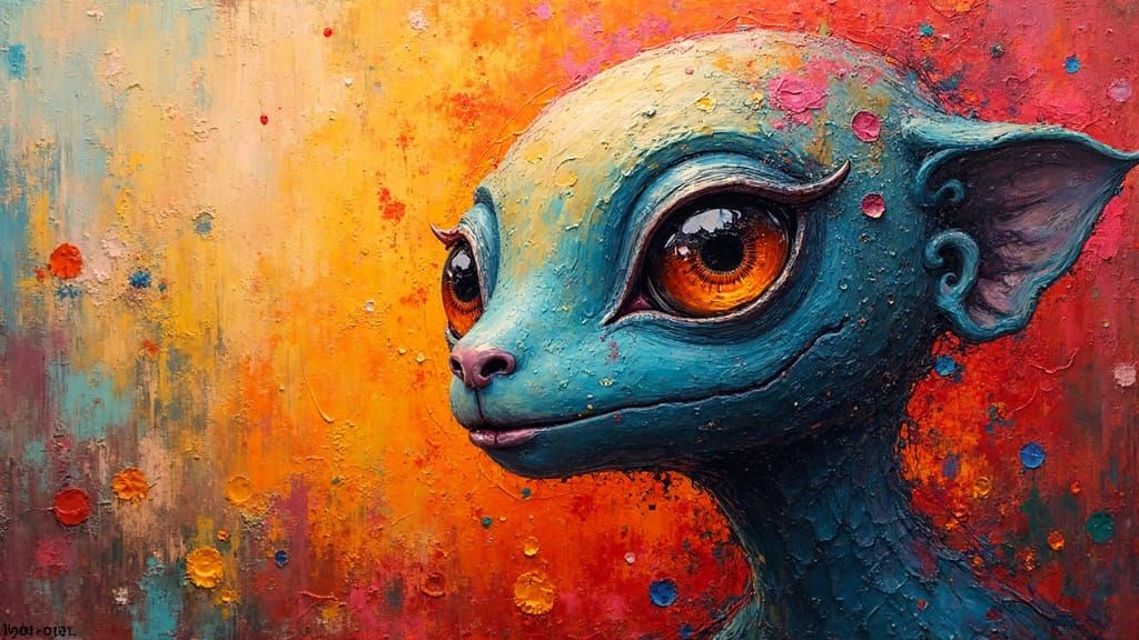 Neo-Expressionist Oil Painting with Impasto Texture in Bold ...