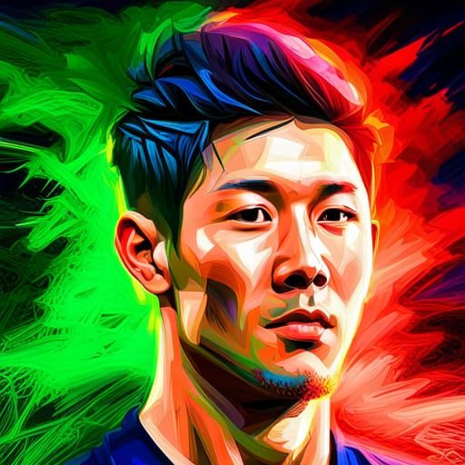 Hyperrealistic Neon Portrait of Heung-min Son