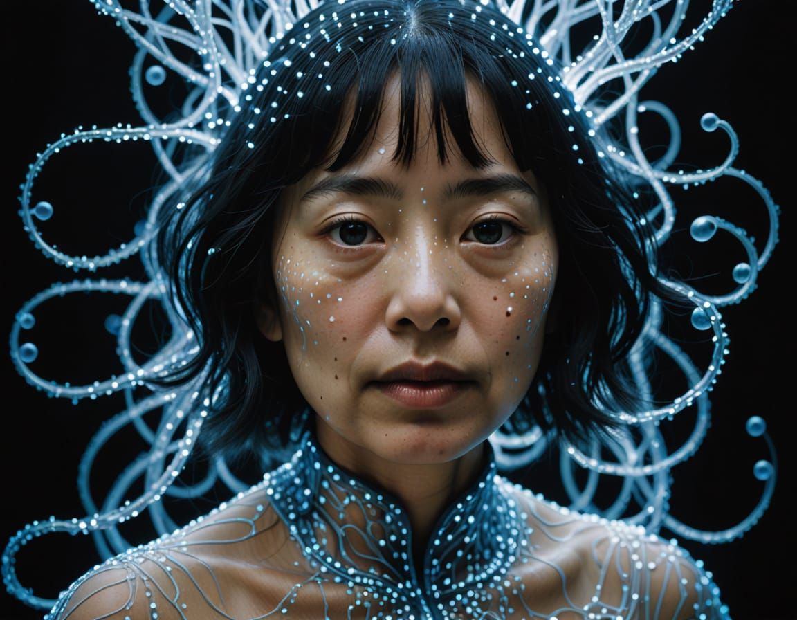 Ethereal Bioluminescent Woman in Surreal Digital Art