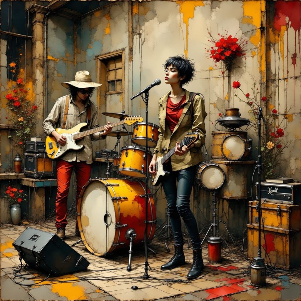 Abstract Band Performance on Stage