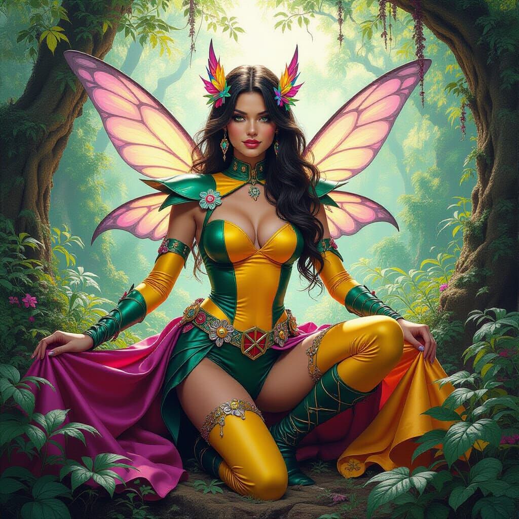 Fairy X-Man in Whimsical Forest Oil Painting