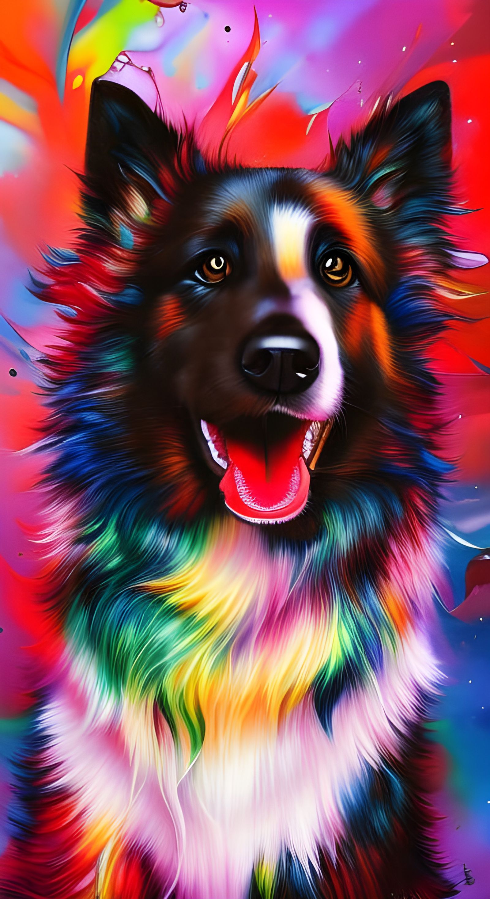 Colorful Graffiti Art Border Collie Portrait