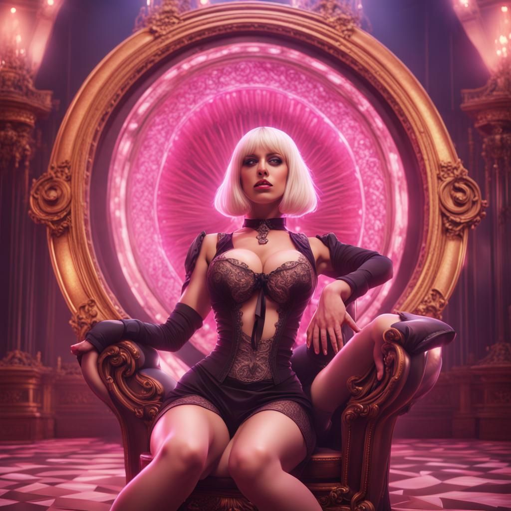 Hypnotist Controls Bimbo in Detailed Digital Painting