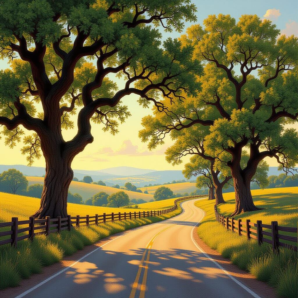 Golden Hour Country Road Leading to the Horizon