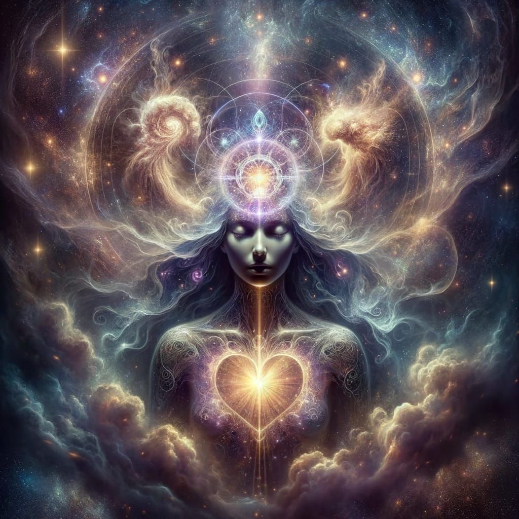 Ethereal Figure Radiating Light: Metaphysical Digital Art