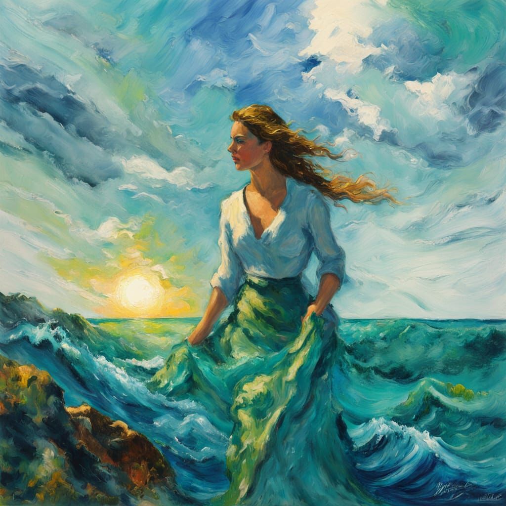 Impressionist Ocean Masterpiece with Sparkling Highlights