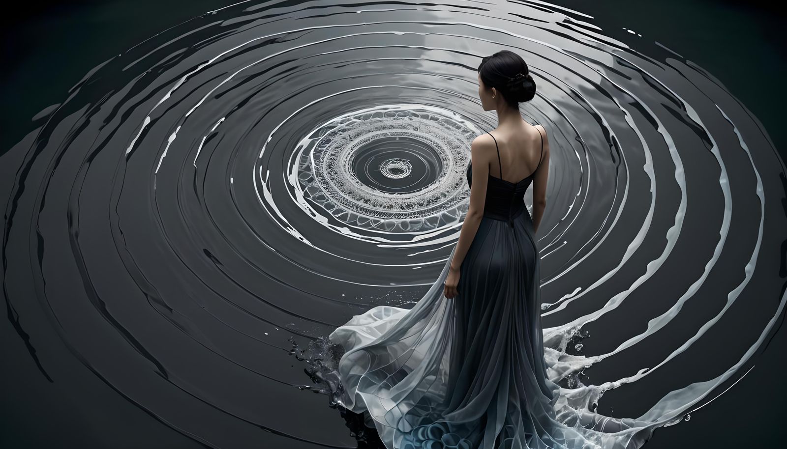 Ethereal Water Goddess in Fractal Art Style