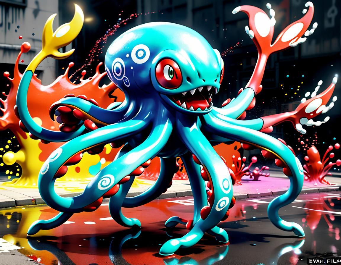 Octillery Walking Wake Fusion: Hyperrealistic Pokemon Hybrid