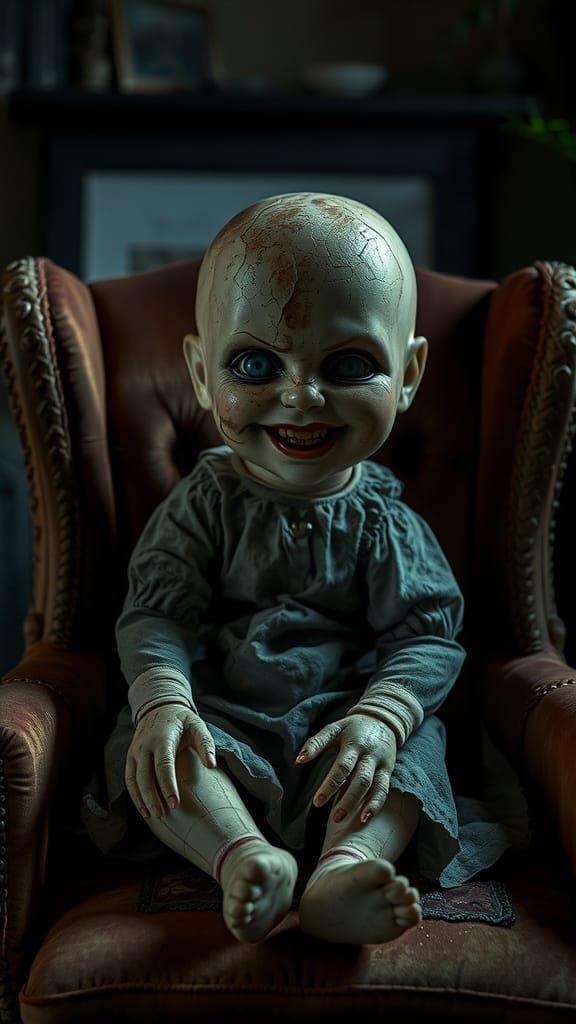 Eerie Antique Doll in Abandoned Room