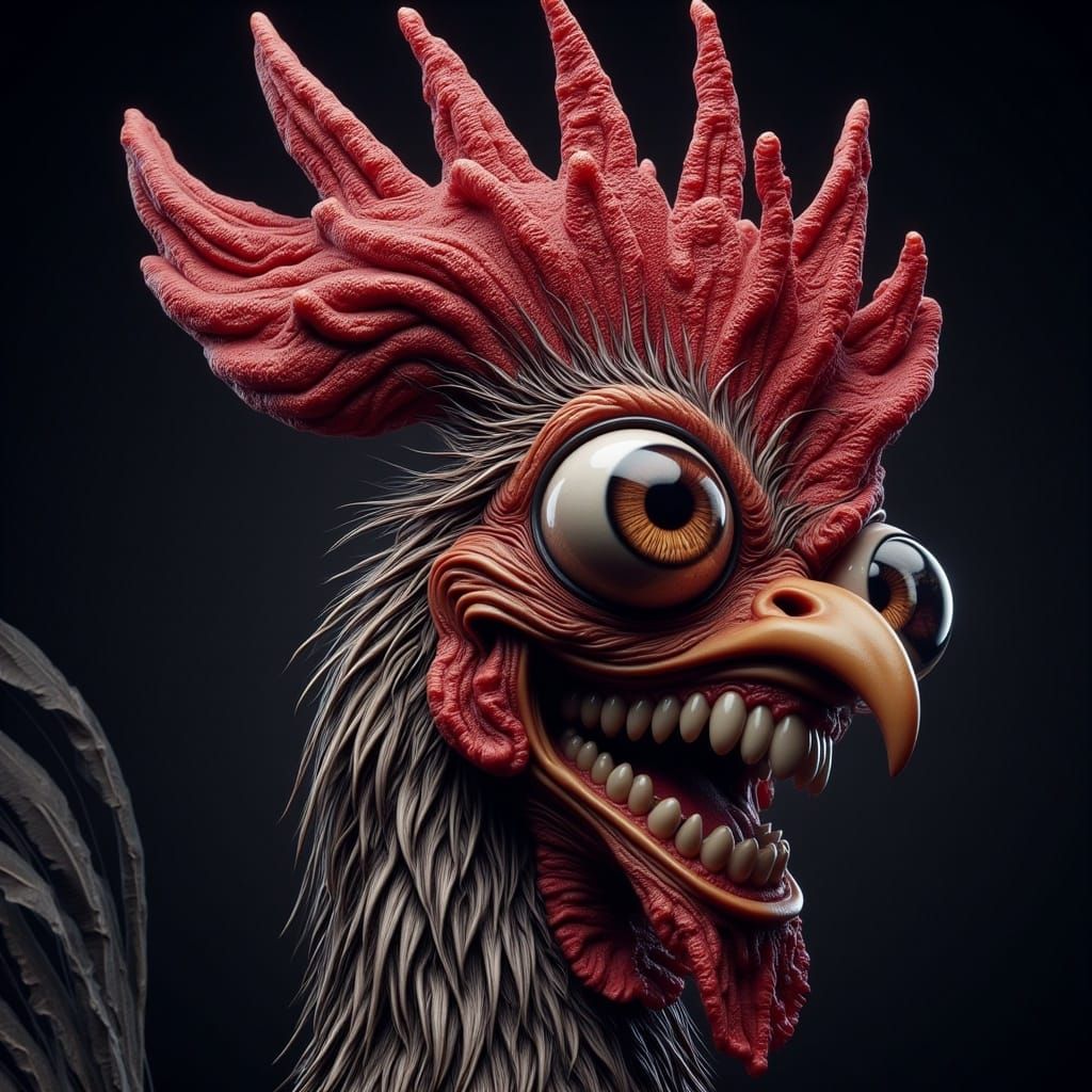 Gaudy, Vibrant Rooster Portrayal