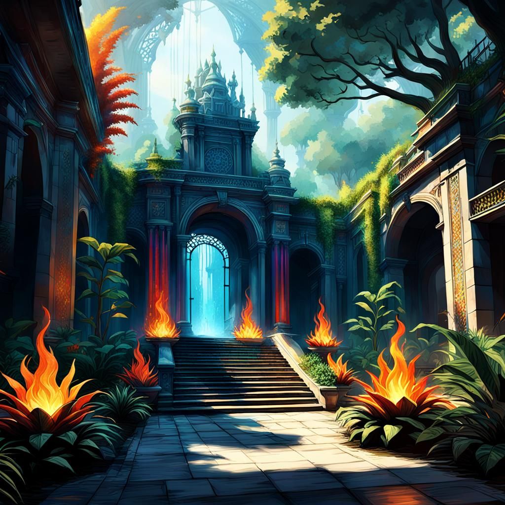 Eevee and Evolutions Surrounded by Elemental Powers