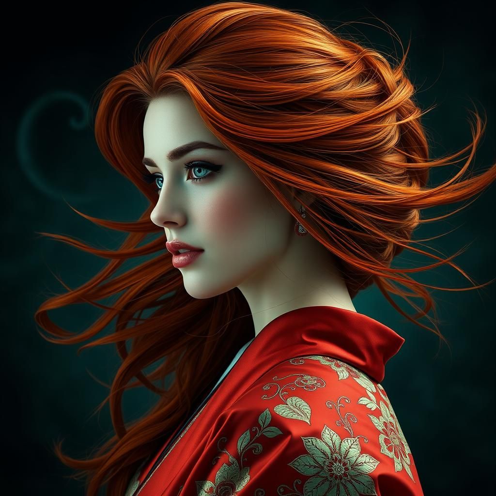 Art Nouveau Portrait of a Red-Haired Lady