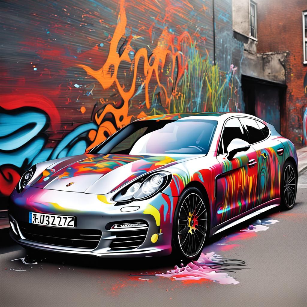 Porsche Panamera in Graffiti Splash Art Style