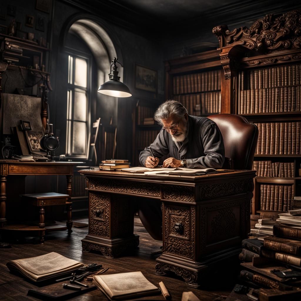 Hyperrealistic Image of Writer's Block in High Definition