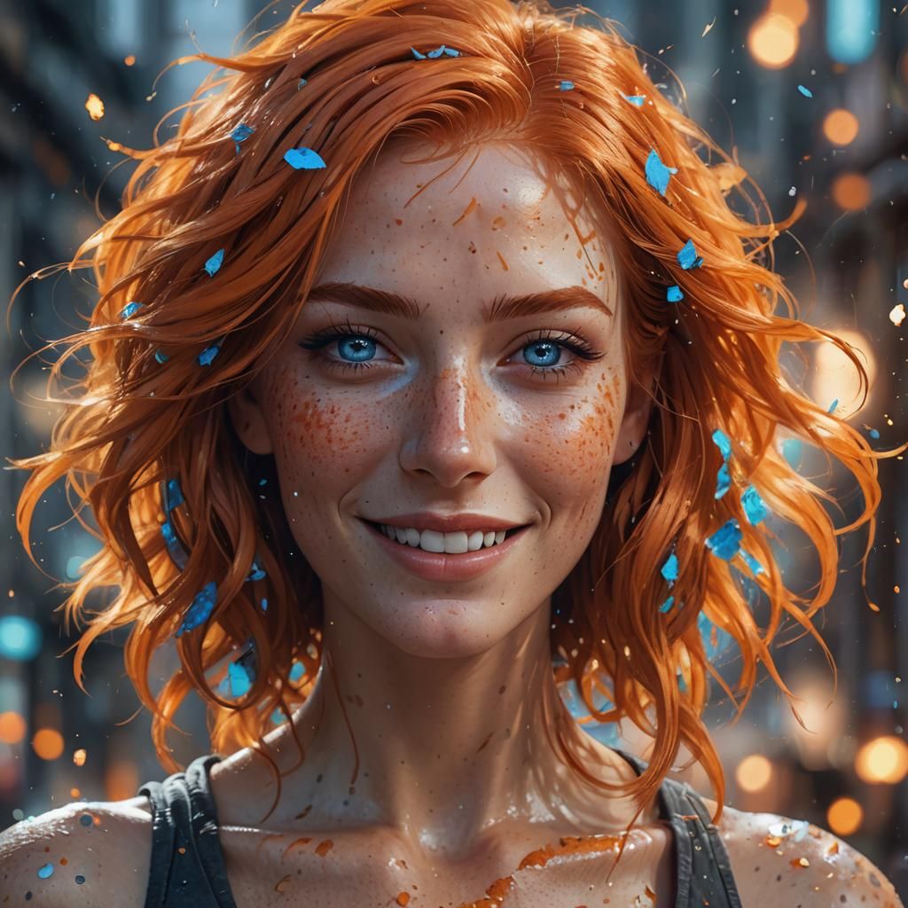 Fantasy Portrait: Girl with Orange Hair and Freckles