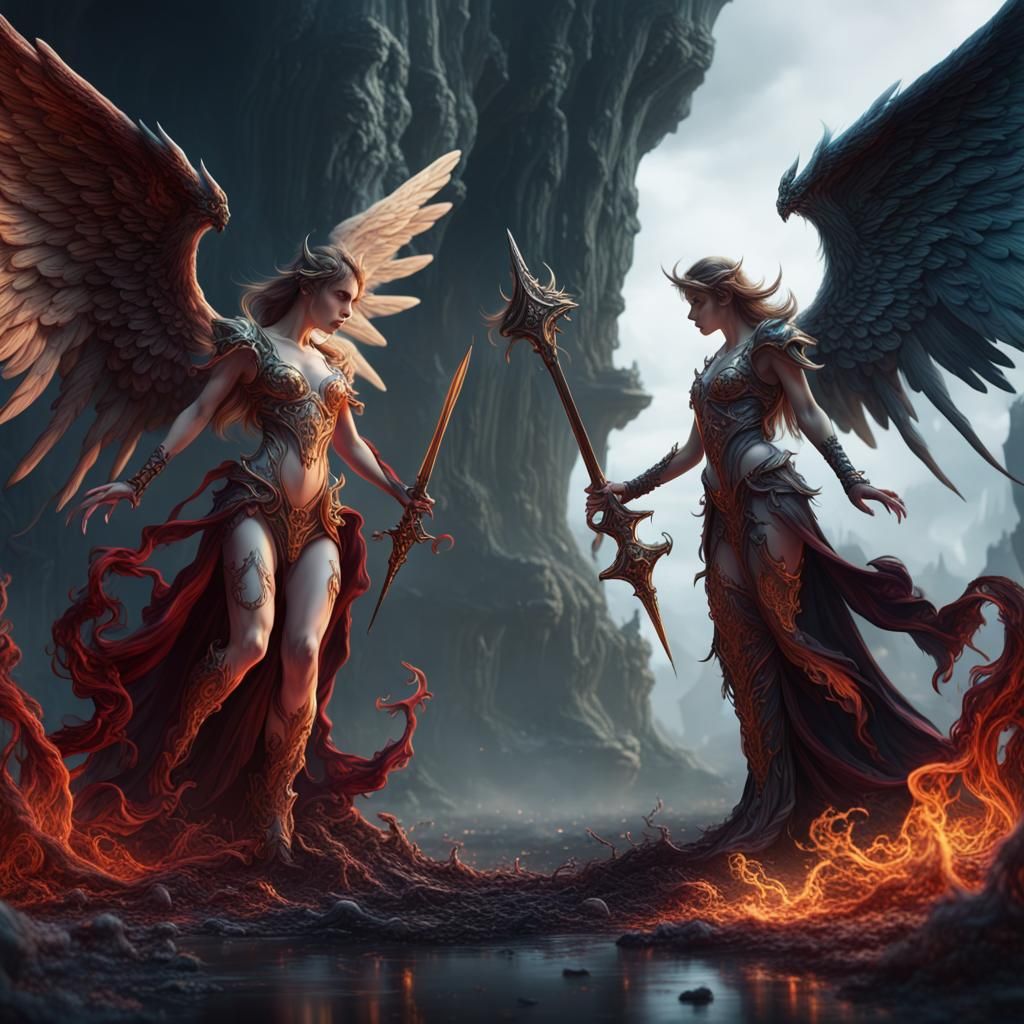 Angel and Demon Fantasy Concept Art