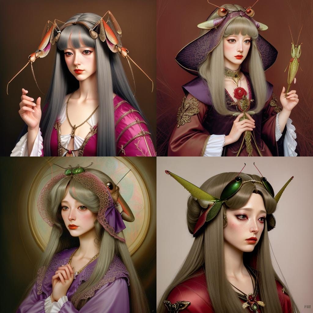 Hyperrealistic Man-Sized Praying Mantis in Wig