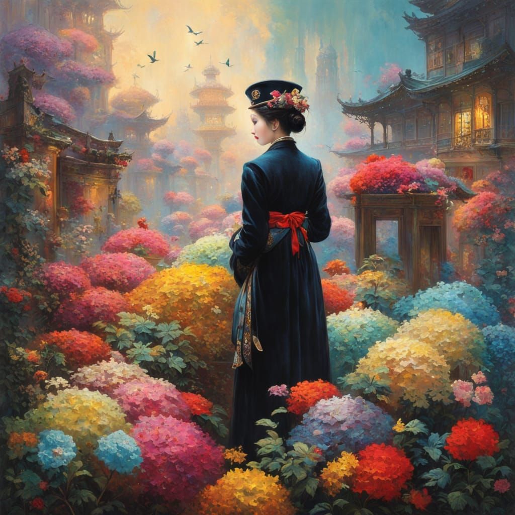 Artistic Portrait of a Woman in a Garden