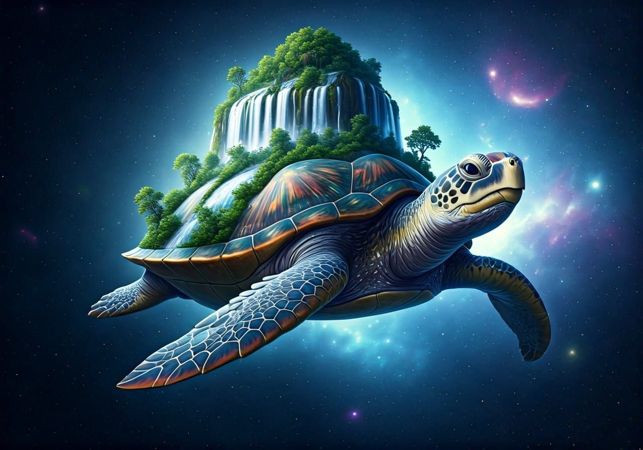 Cosmic Turtle in Radiant Auras