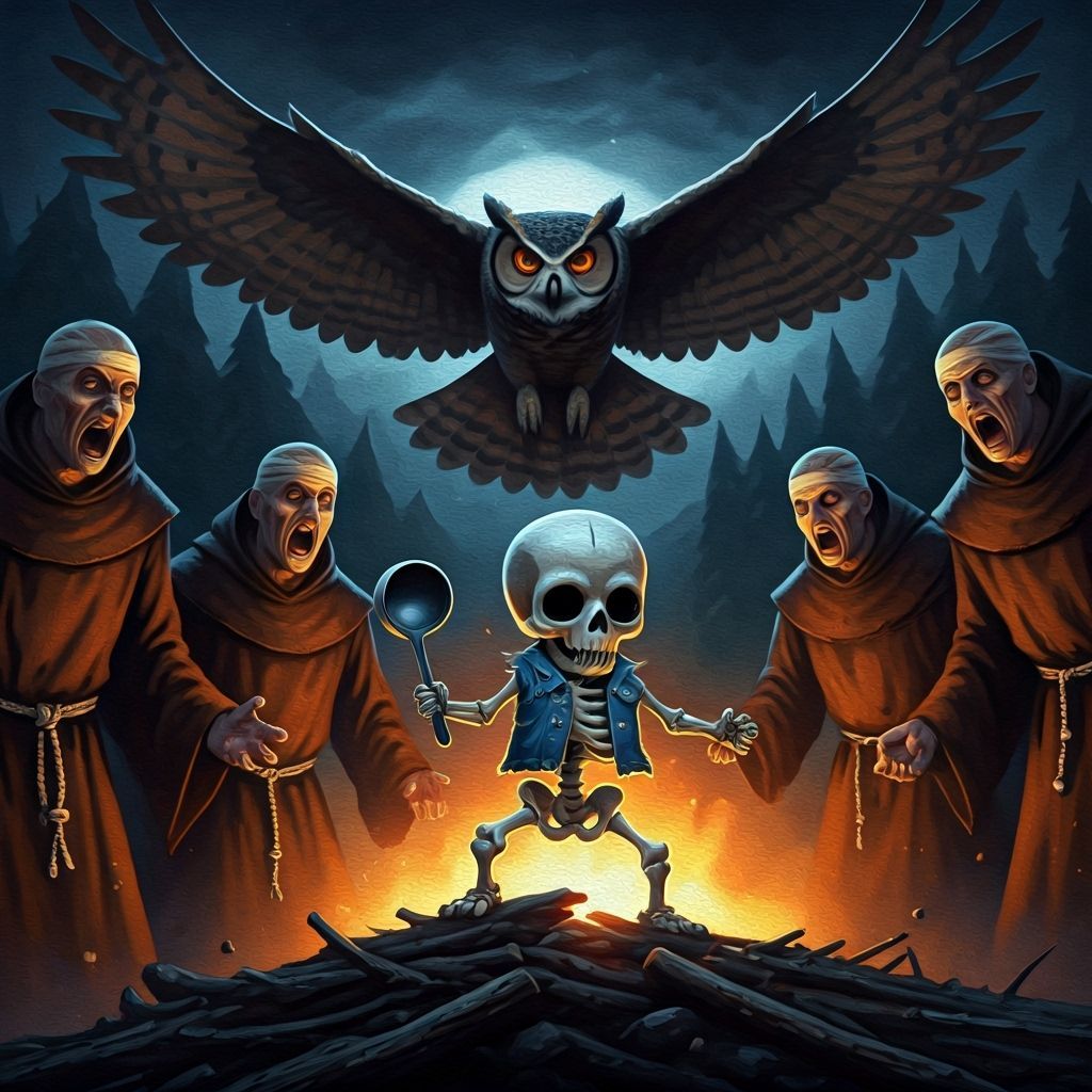 Skeleton Baby Attacks Leper Monks with Ladle