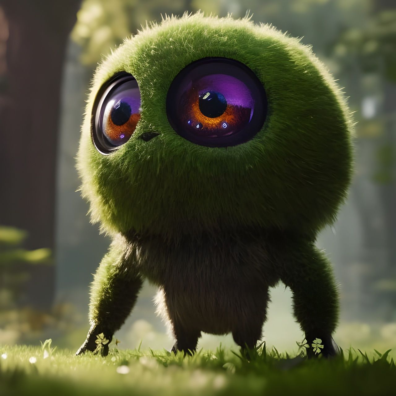 Pixel-Punk Moss Golem on the Street