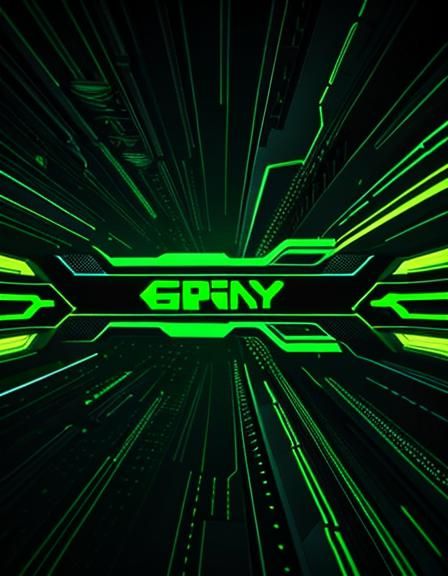 Bold Green Cyberpunk Geometric Sci-Fi Backdrop