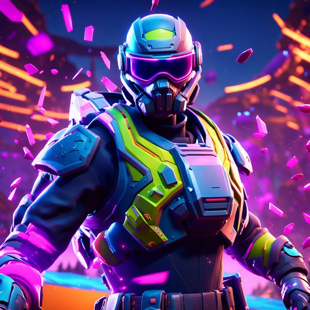 Fortnite Character Victory in Explosive 3D Game Art