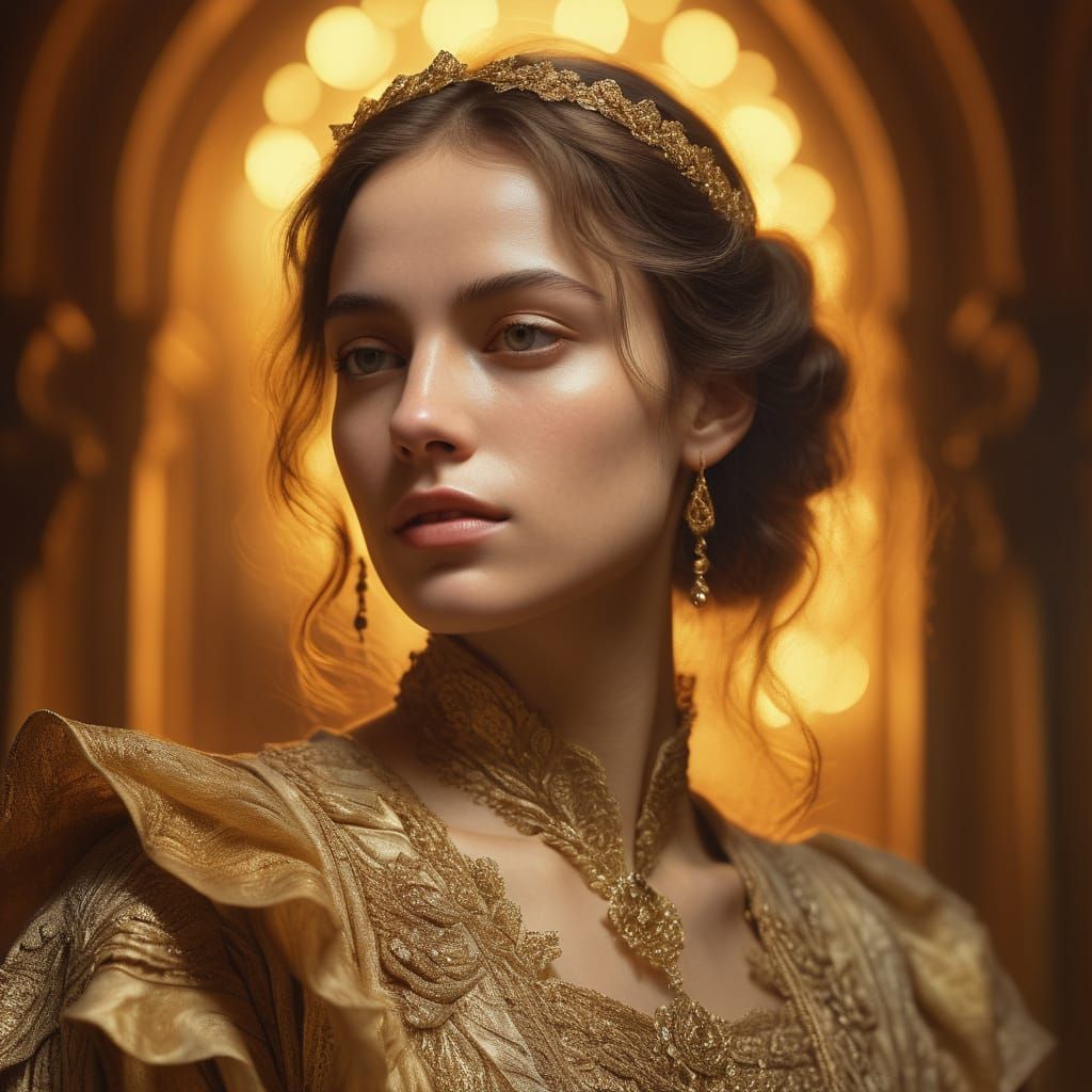 Young Woman Portrait in Gustave Doré Style