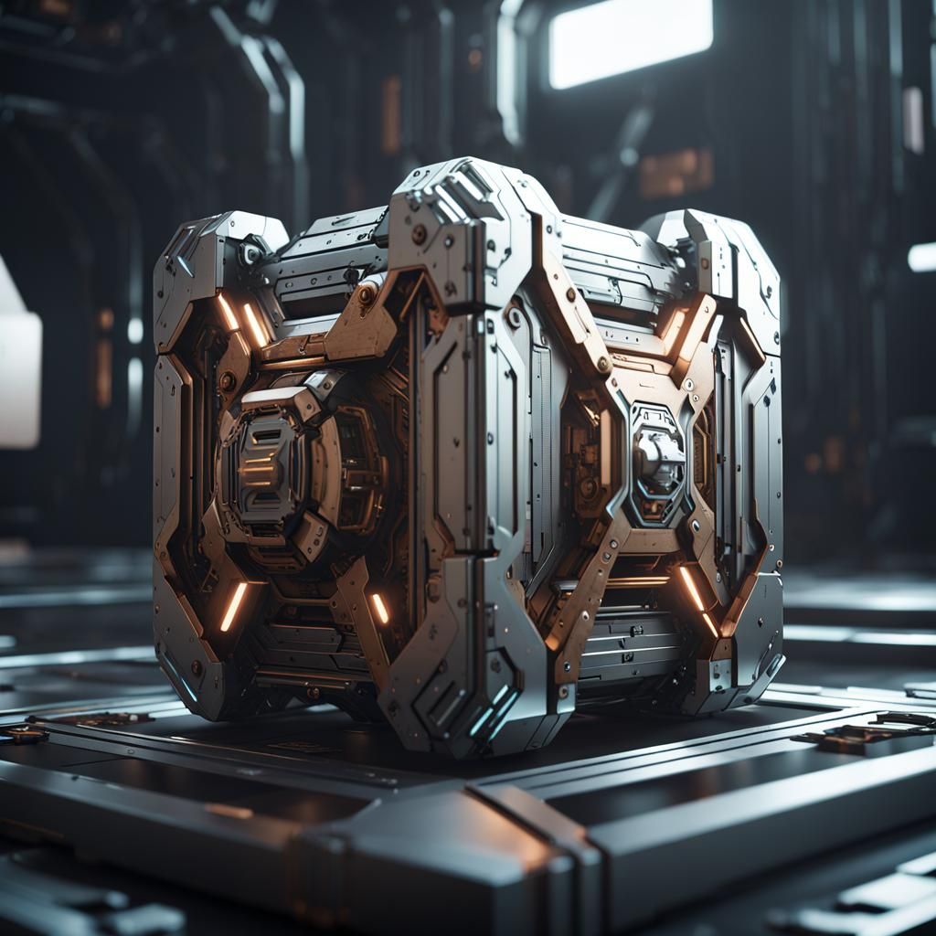 Futuristic Christian Box with Intricate Mech Details