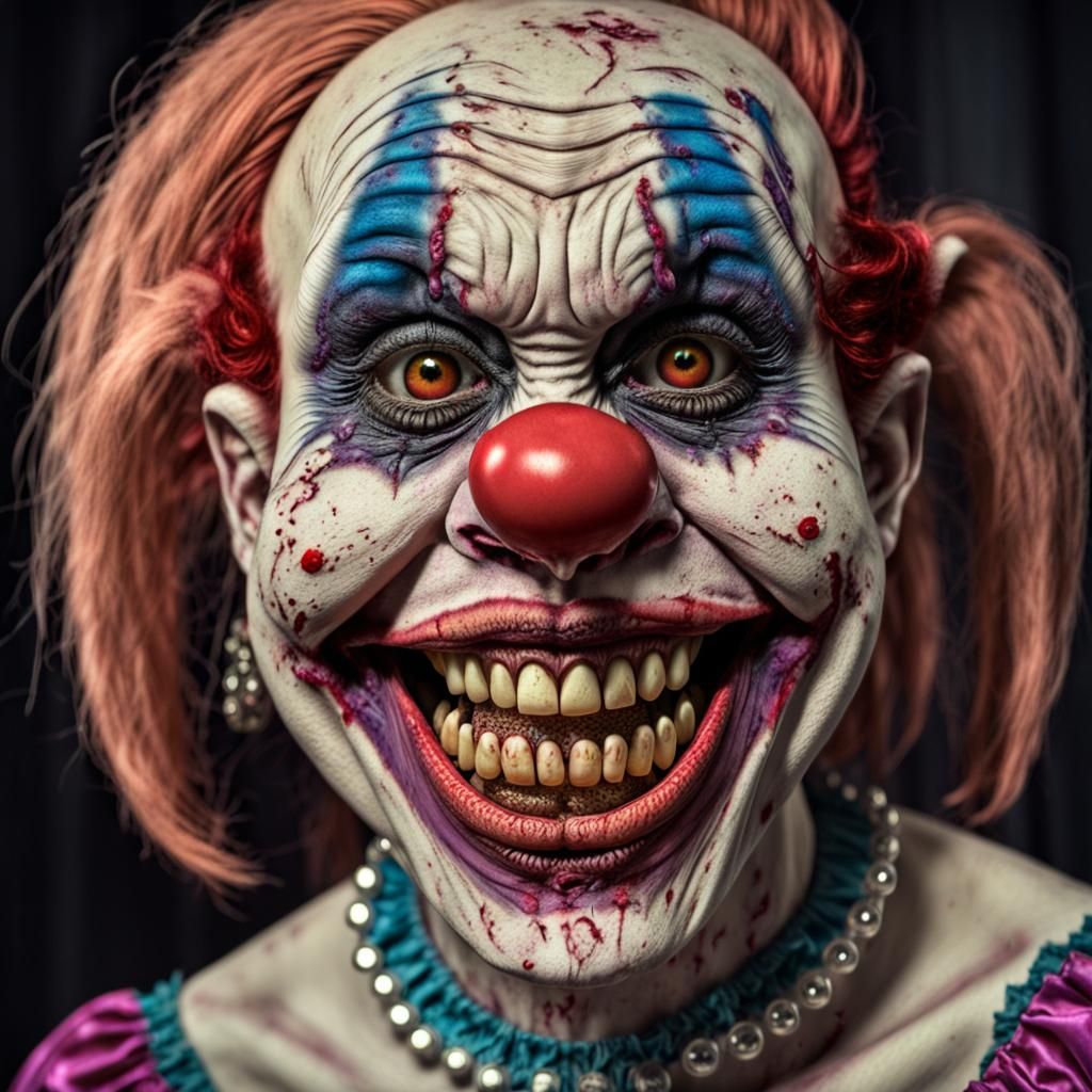 Hyperrealistic Zombie Monkey Clown Crossdresser