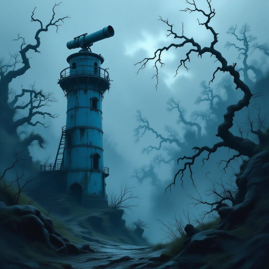 Mystical Tower Beside Ancient Darkwood Forest