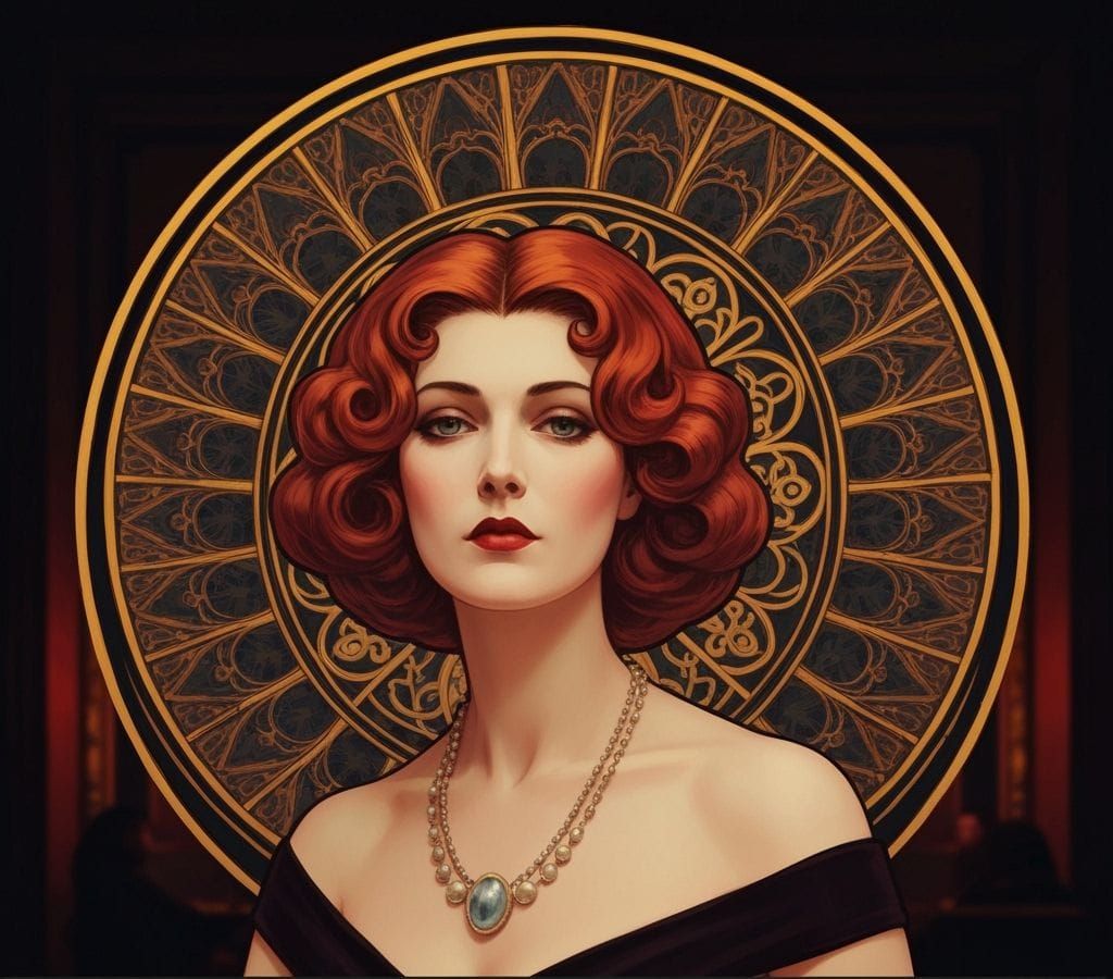 Elegant 1900s Lady in Art Deco Club Portrait