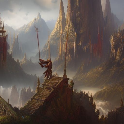 Fantastical Valley Sermon: Detailed Matte Painting