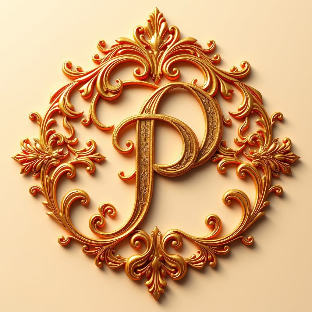 Elegant Art Nouveau Logo in Golden Floral Patterns