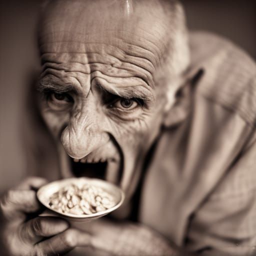 Wide Mouthed Grandpa With Oatmeal