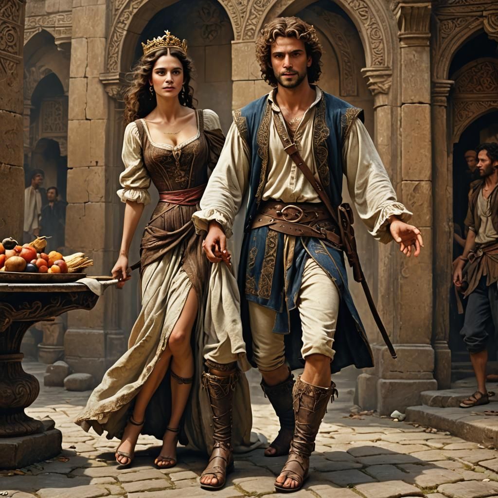 Young King David with Girlfriend: Fantasy Art