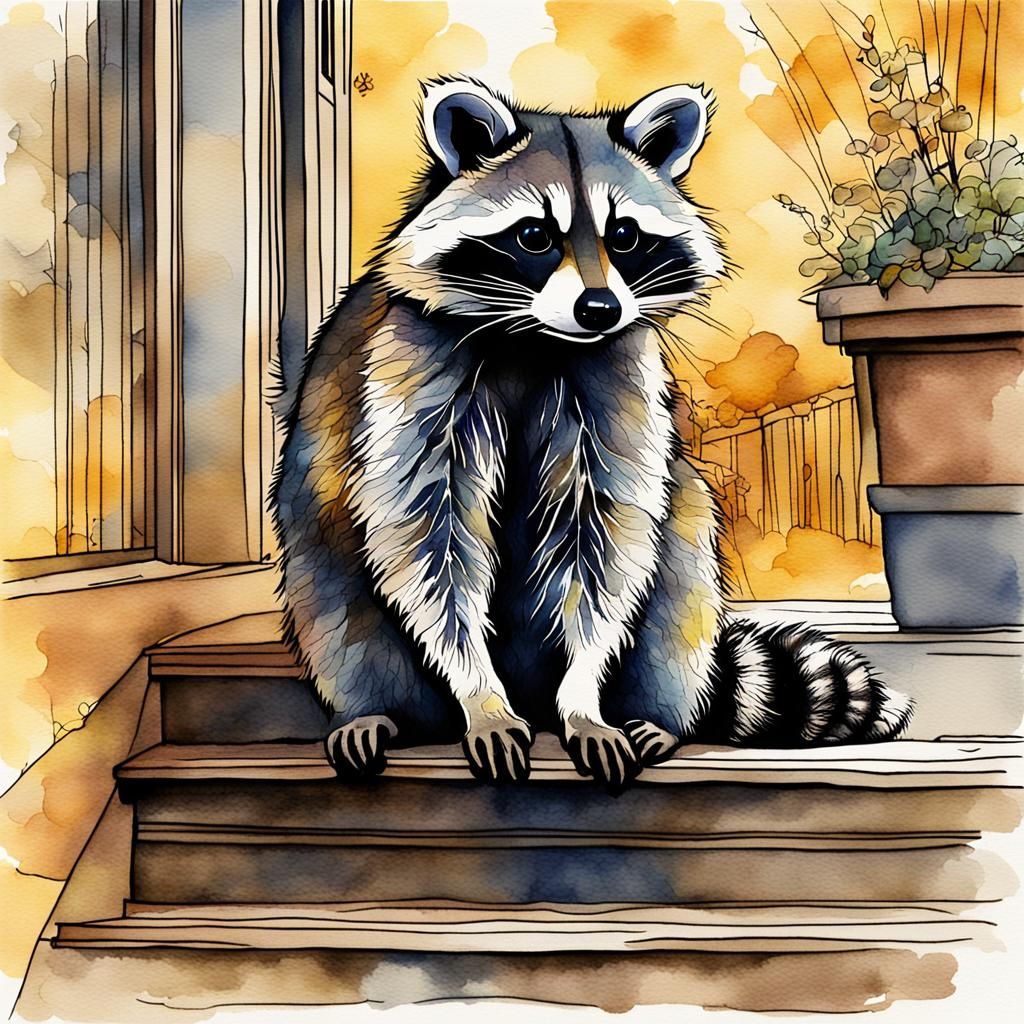 A Whimsical Raccoon in Golden Proportion