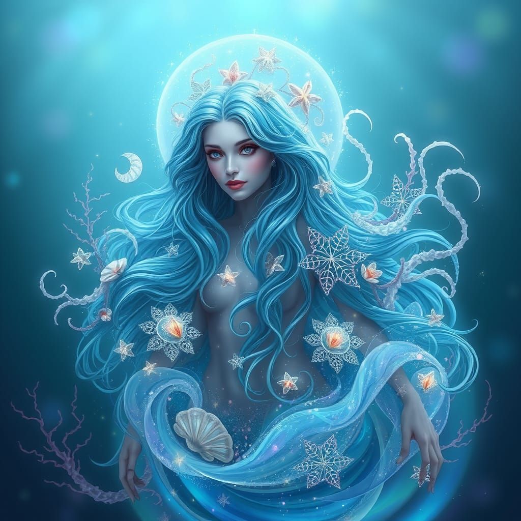 Ethereal Sea Sorceress in Iridescent Wave