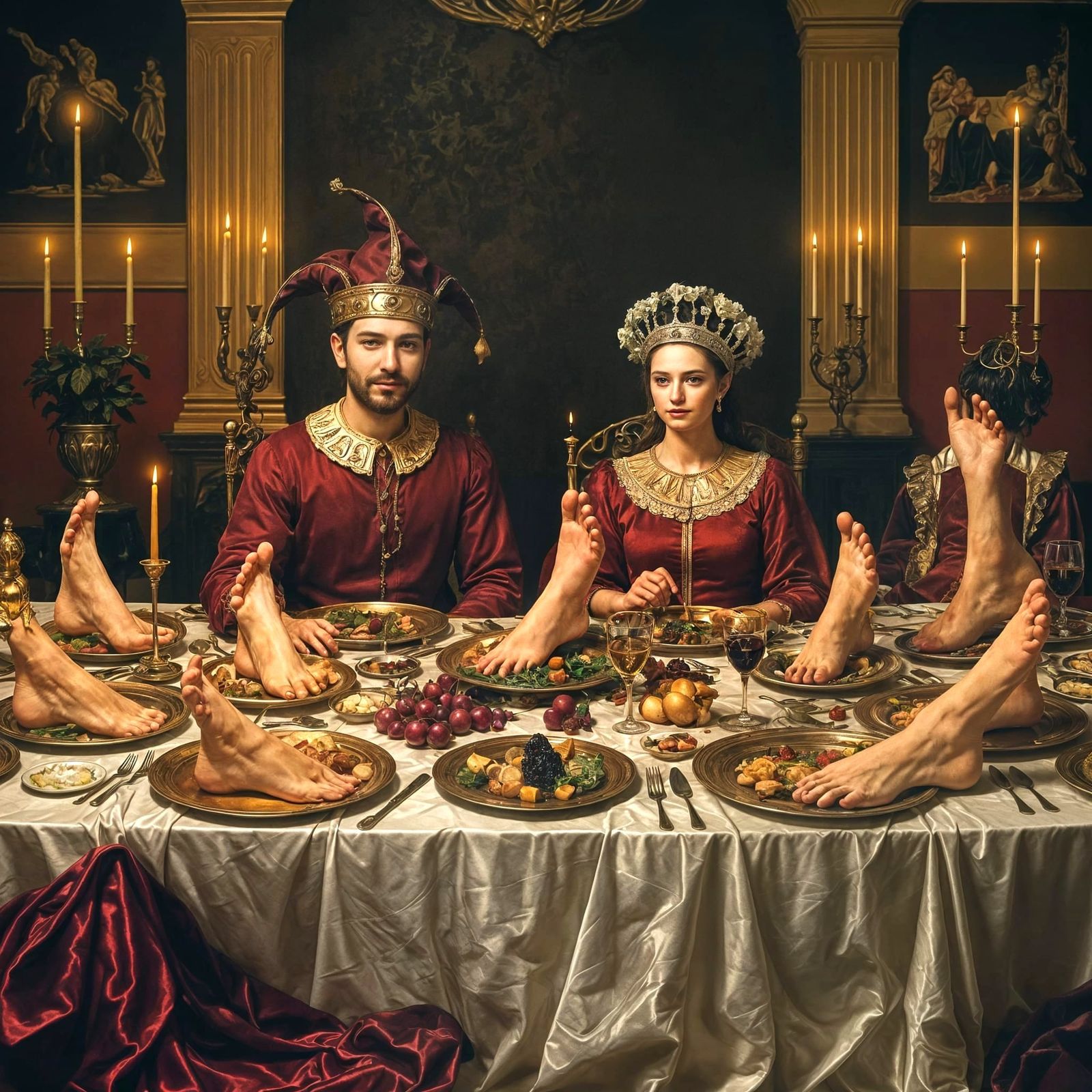 Surreal Renaissance Banquet of Feet in Baroque Style