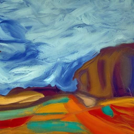 Surreal Desert Night Drive in Abstract Expressionist Style