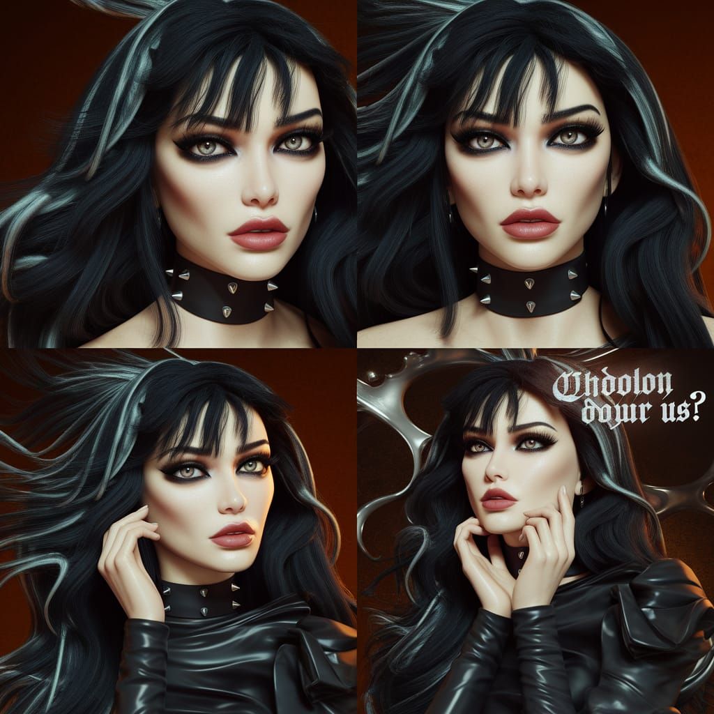 Goth Women with Silver Streaks and Bold Lettering